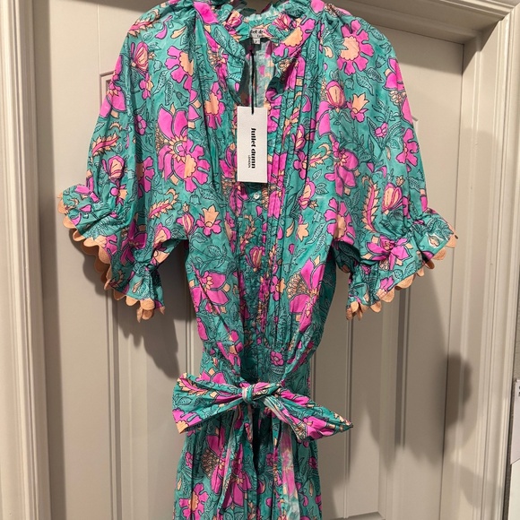 Juliet Dunn Blouson Poplin Dress in floral block print - Picture 3 of 7